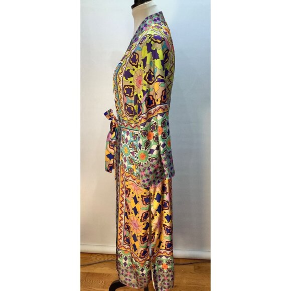 Zara Womens Size S Satin Colorful Long Kimono Robe Boho Festival - Picture 5 of 10